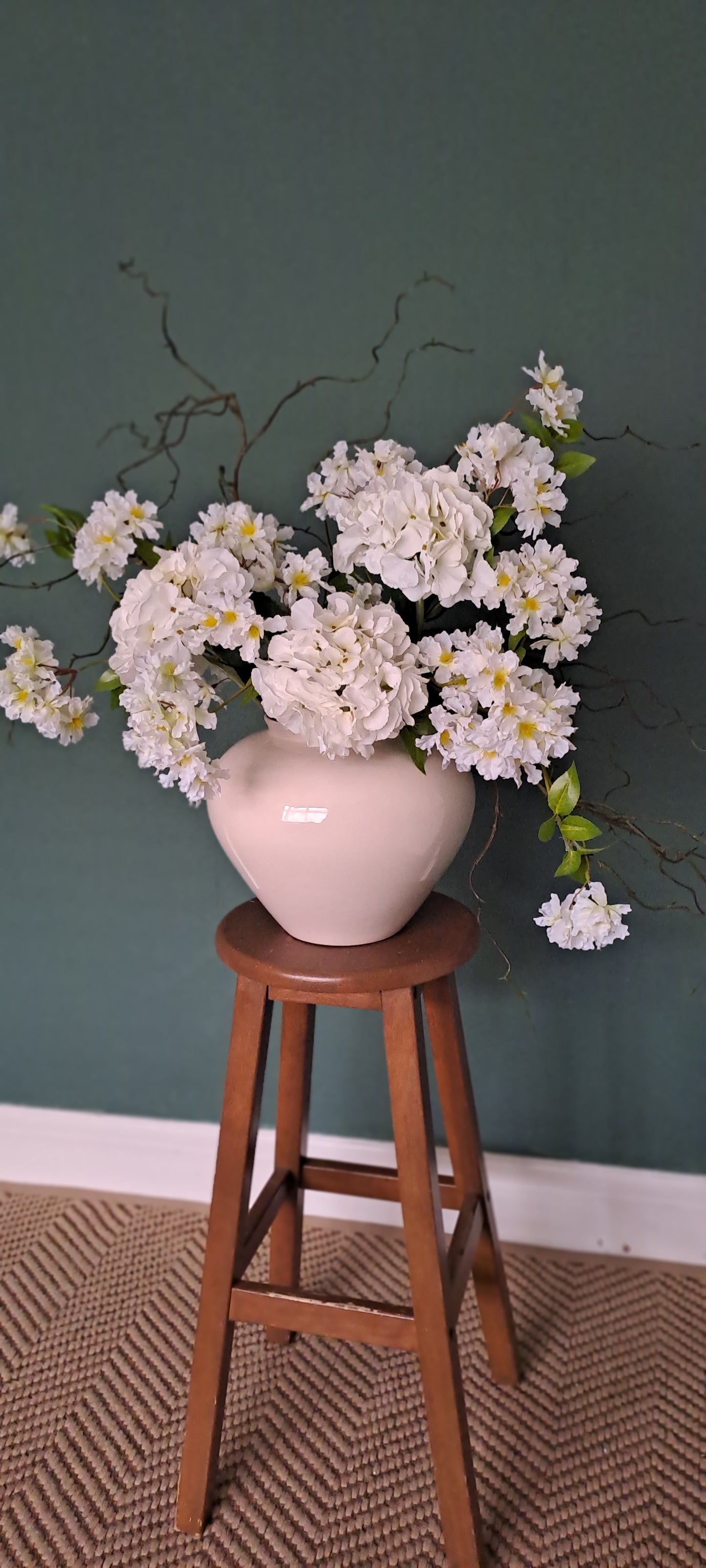 Faux floral stems for extra large arrangement, willow stems, artificial flowers for vase. Spring collection, white set 2