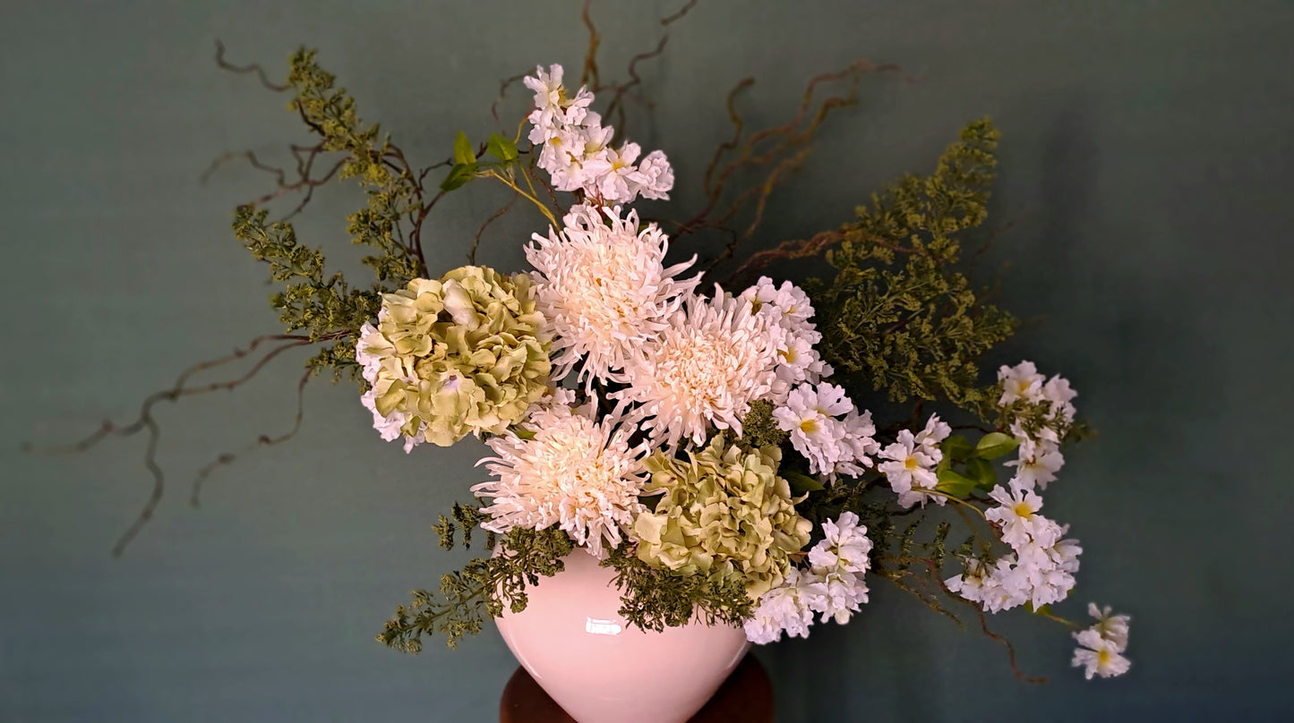 Faux floral stems for extra large arrangement, willow stems, artificial flowers for vase. Spring collection, white and green set 1